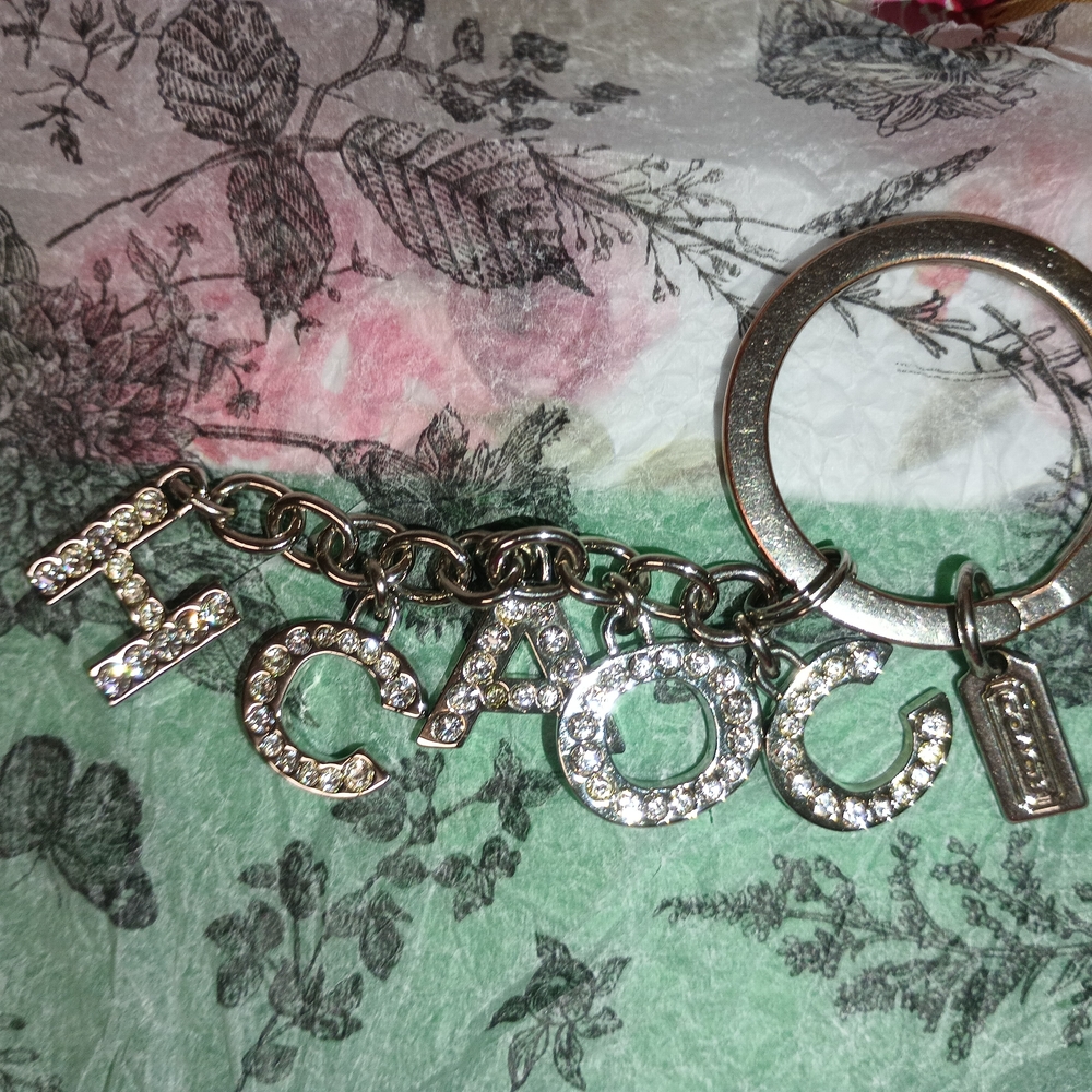 Coach Rare Crystal Pave Silver Rhinestone Keychain - Picture 9 of 16